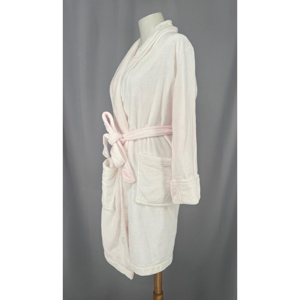 Charter Club Robe Womens Medium Pink Fleece Belted Shawl Collar Kimono Lounge - Picture 5 of 14